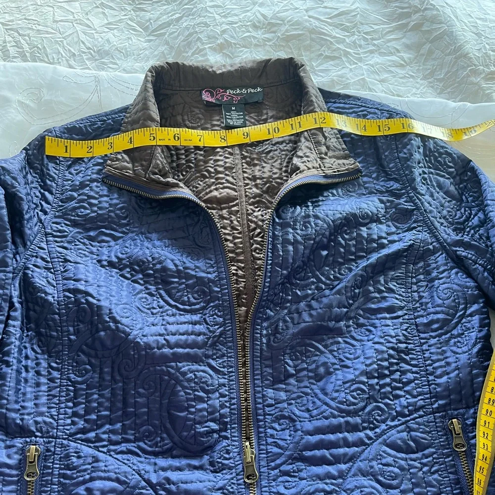 Peck & Peck Egyptian Blue(purplish) Long Sleeve Front Zip Light Weight Jacket - Picture 4 of 14